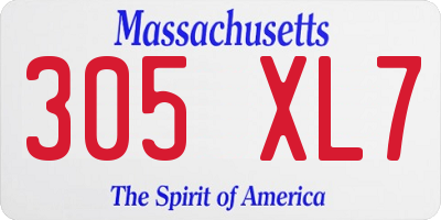 MA license plate 305XL7