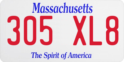 MA license plate 305XL8