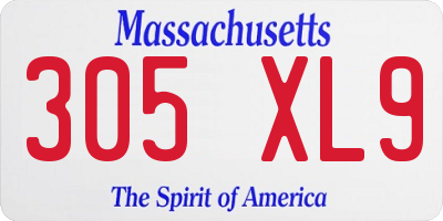 MA license plate 305XL9