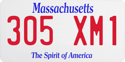 MA license plate 305XM1