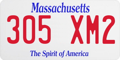 MA license plate 305XM2