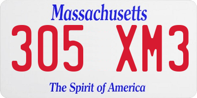 MA license plate 305XM3