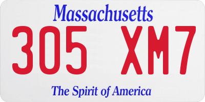 MA license plate 305XM7