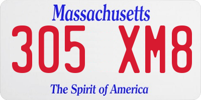 MA license plate 305XM8