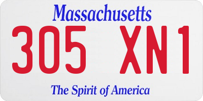 MA license plate 305XN1