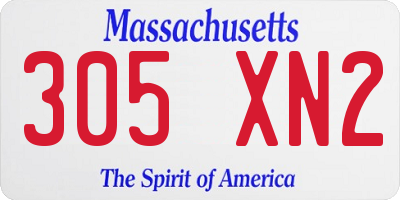 MA license plate 305XN2