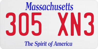 MA license plate 305XN3