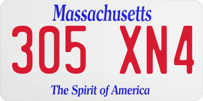 MA license plate 305XN4
