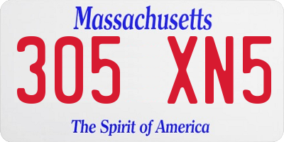 MA license plate 305XN5