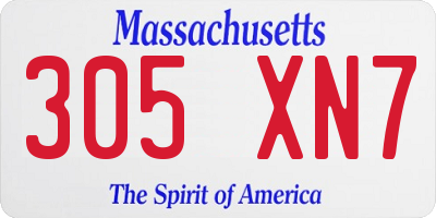 MA license plate 305XN7