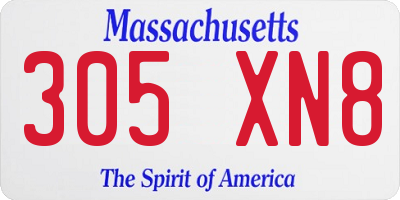 MA license plate 305XN8