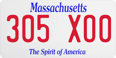 MA license plate 305XO0