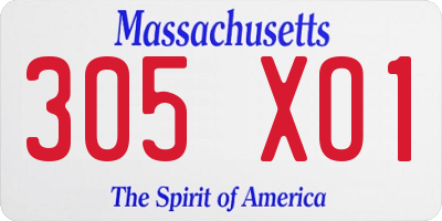 MA license plate 305XO1