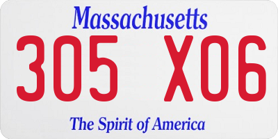 MA license plate 305XO6