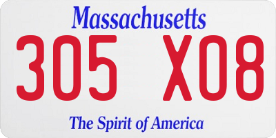MA license plate 305XO8