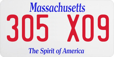 MA license plate 305XO9