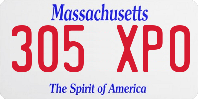 MA license plate 305XP0