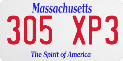 MA license plate 305XP3