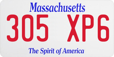 MA license plate 305XP6