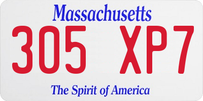MA license plate 305XP7