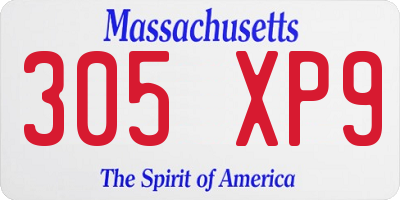 MA license plate 305XP9