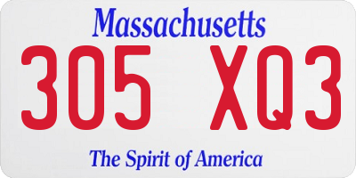 MA license plate 305XQ3