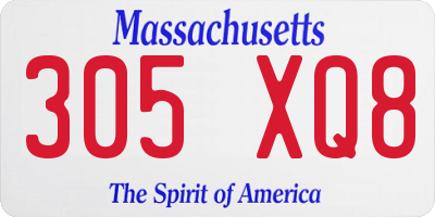MA license plate 305XQ8
