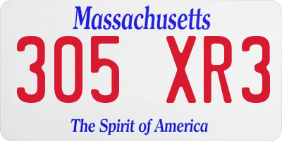 MA license plate 305XR3