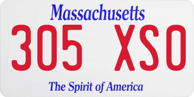 MA license plate 305XS0