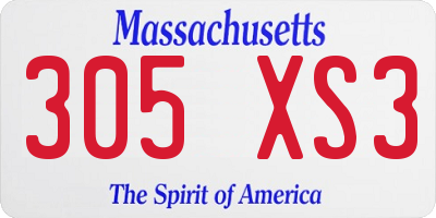 MA license plate 305XS3