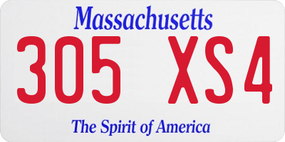 MA license plate 305XS4