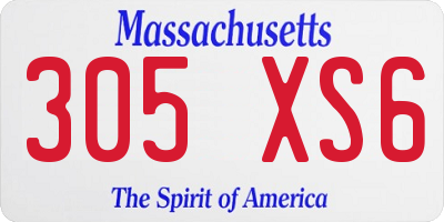 MA license plate 305XS6