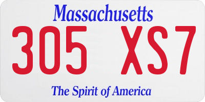 MA license plate 305XS7