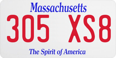 MA license plate 305XS8