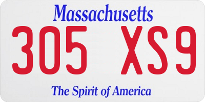 MA license plate 305XS9