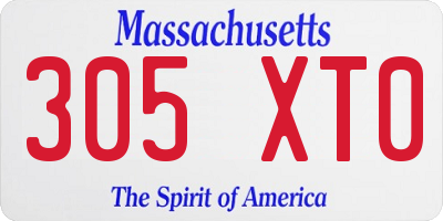 MA license plate 305XT0
