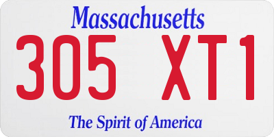 MA license plate 305XT1