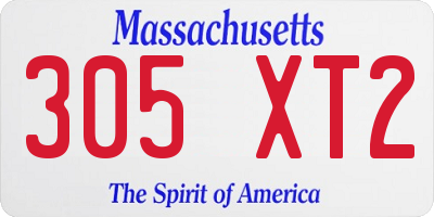 MA license plate 305XT2