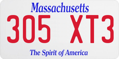 MA license plate 305XT3