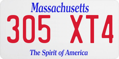 MA license plate 305XT4