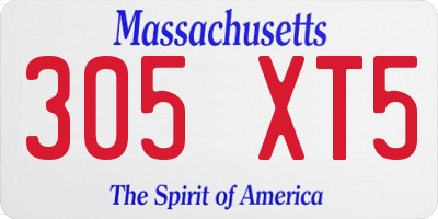MA license plate 305XT5