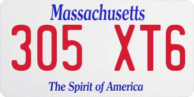 MA license plate 305XT6