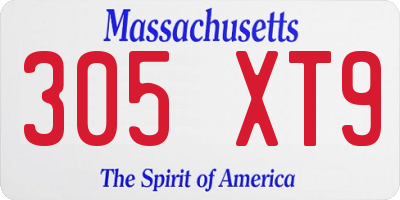 MA license plate 305XT9
