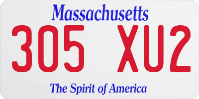 MA license plate 305XU2
