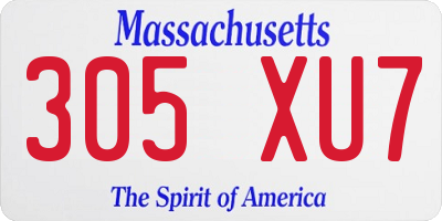 MA license plate 305XU7