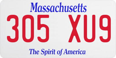 MA license plate 305XU9