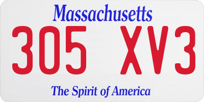 MA license plate 305XV3