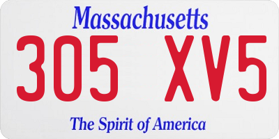 MA license plate 305XV5