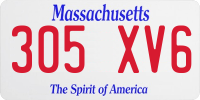 MA license plate 305XV6