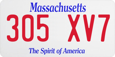 MA license plate 305XV7